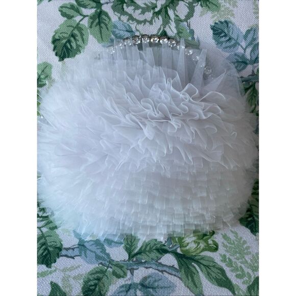 Badgley Mischka Jewel Handle Jazzy Tulle Evening Bag-NWT-White- - Picture 6 of 11